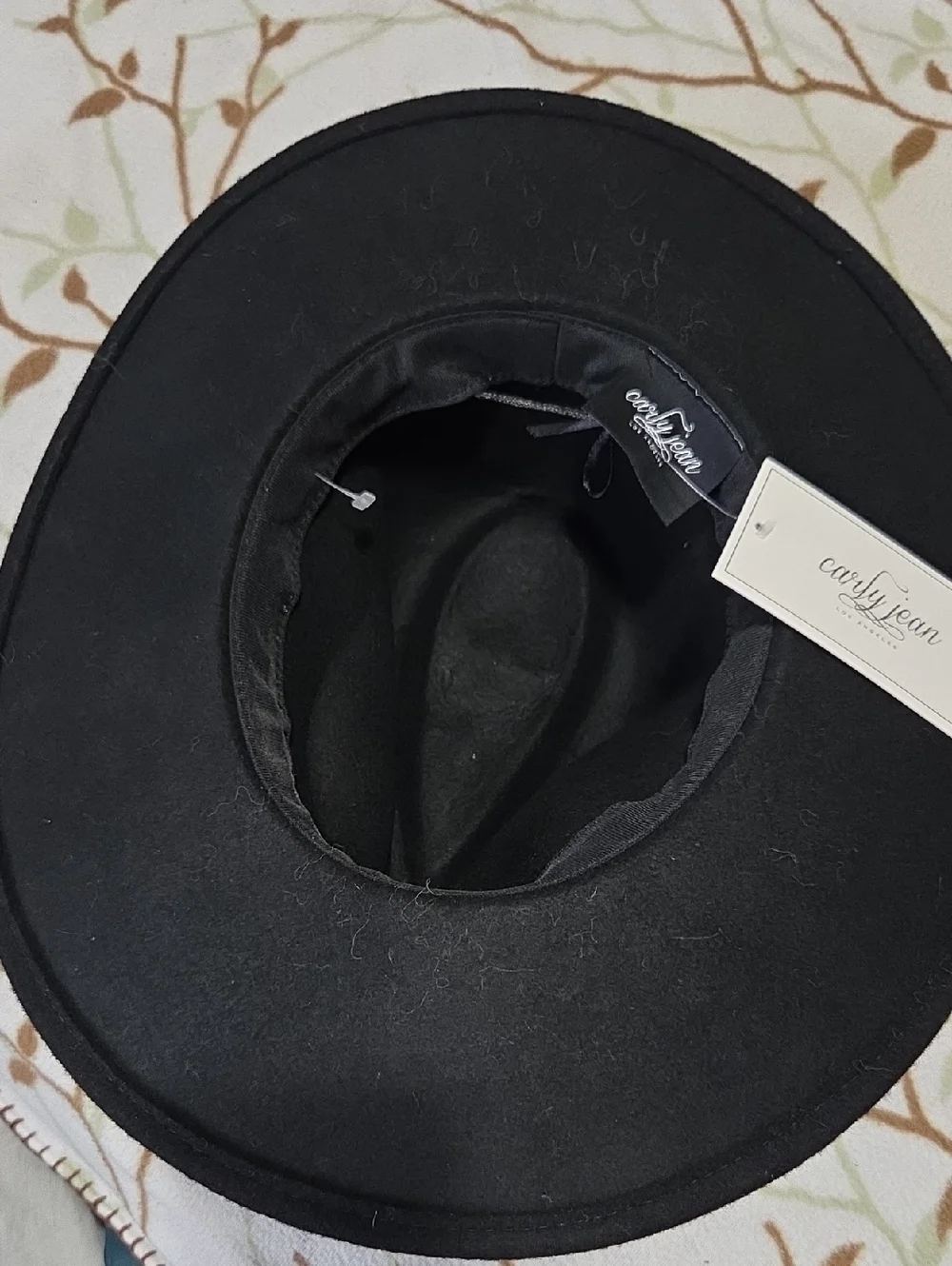 Black Carly Jean Los Angeles Benton Wool hat Size Medium Leather New With Tags